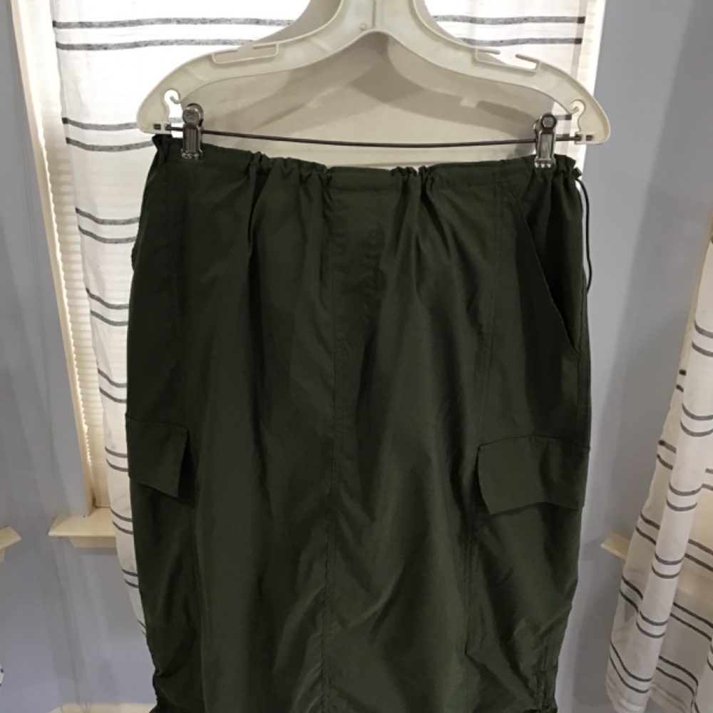 Almost Famous Women Size 3X Olive Green Parachute Cargo Midi Skirt Y2K Rave - Picture 2 of 12